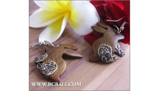 Fashion Wood Rabbit Earrings Painting Carving